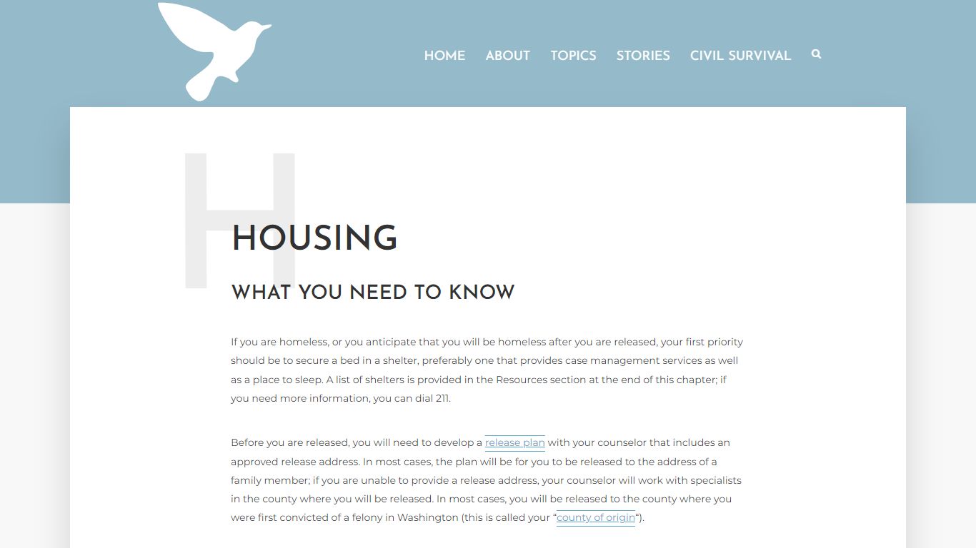 Housing – Washington Reentry Guide